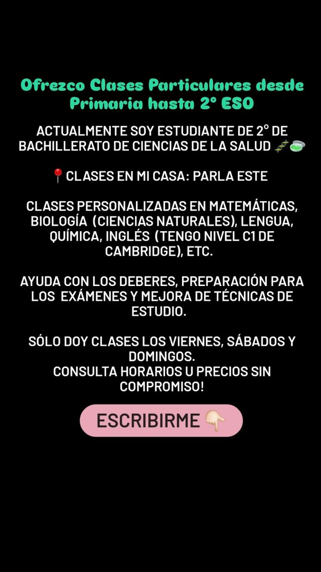 Clases Particulares desde Primaria hasta 2° ESO