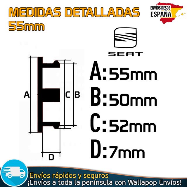 X4 Tapacubos Sea 55mm Emblemas Tapas Bujes Llantas