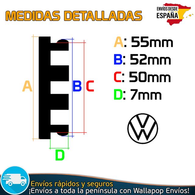 4 Tapacubos Volkswagen 55mm Tapa Buje 6C0601171XQI