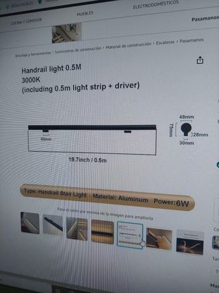 Pasamanos barandilla con led