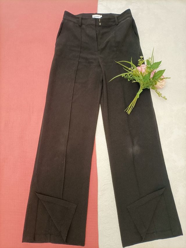 Pantalón negro abertura CK mujer