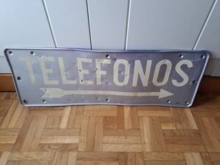 ANTIGUO CARTEL ALUMINIO CHAPA TELÉFONOS - 1960.
