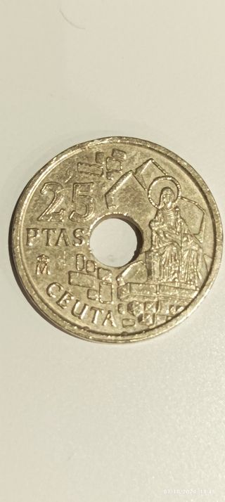 Moneda de 25 pesetas 1998 mancha
