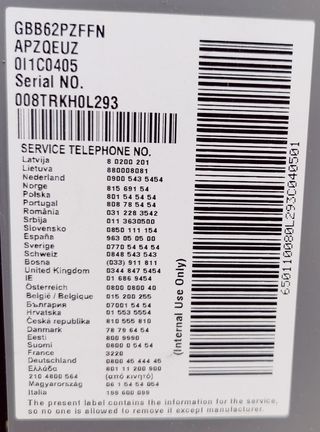 Tarjeta electrónica Nevera LG GBB62PZFFN 203 COMBI