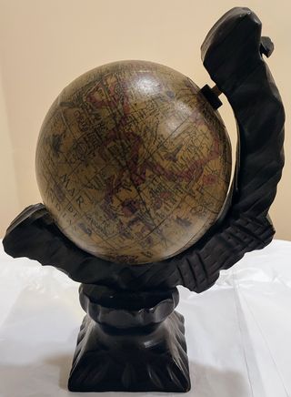 Bola del mundo, globo terráqueo antiguo de madera