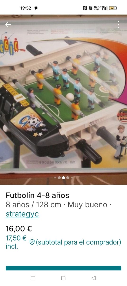 Futbolín para niños 4-8 años