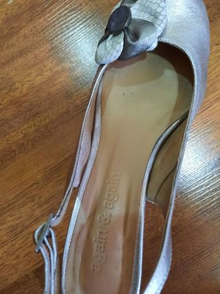 Zapatos piel plateados entretiempo Again