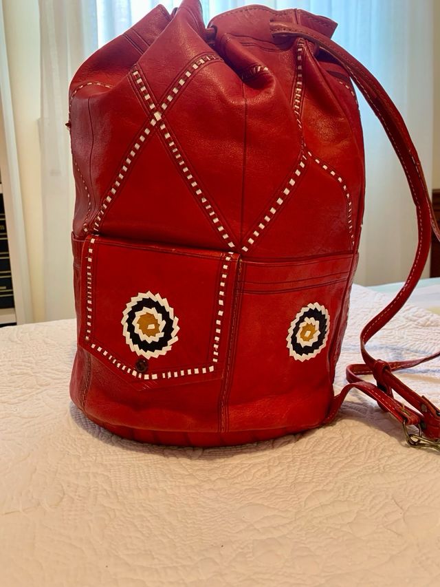 Bolso-unisex vintage rojo - bolso mochila.