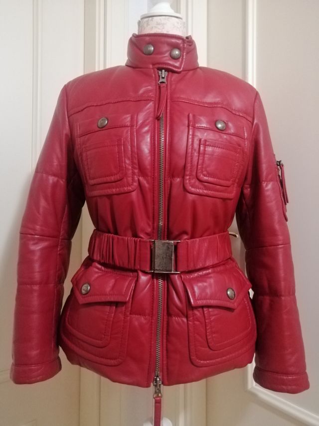 Plumas piel cordero granate