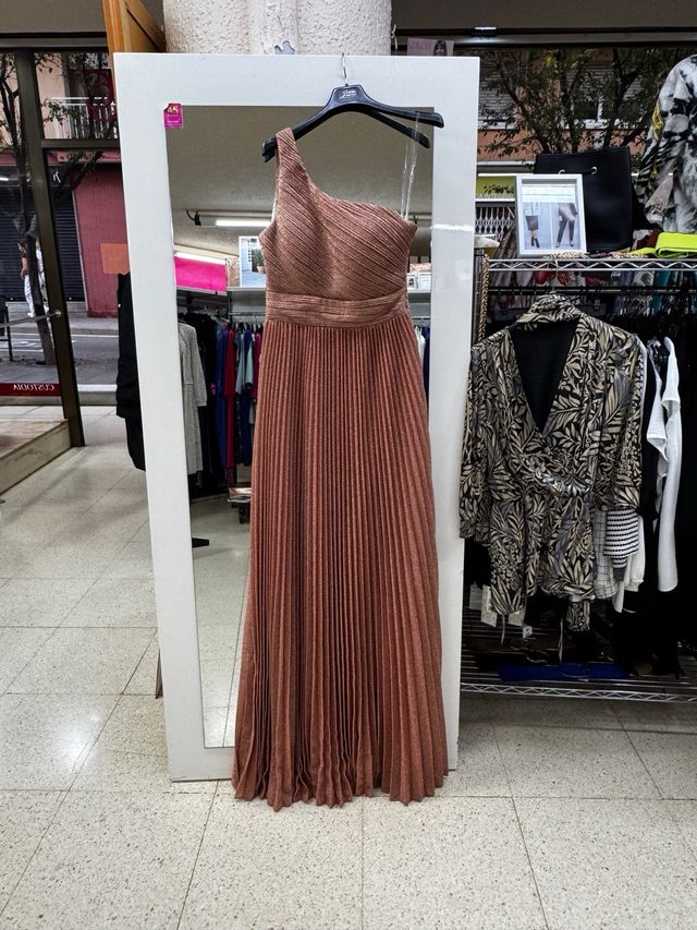 Vestido invitada boda rosa/dorado