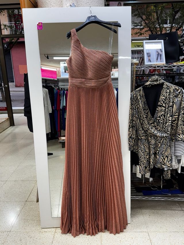 Vestido invitada boda rosa/dorado