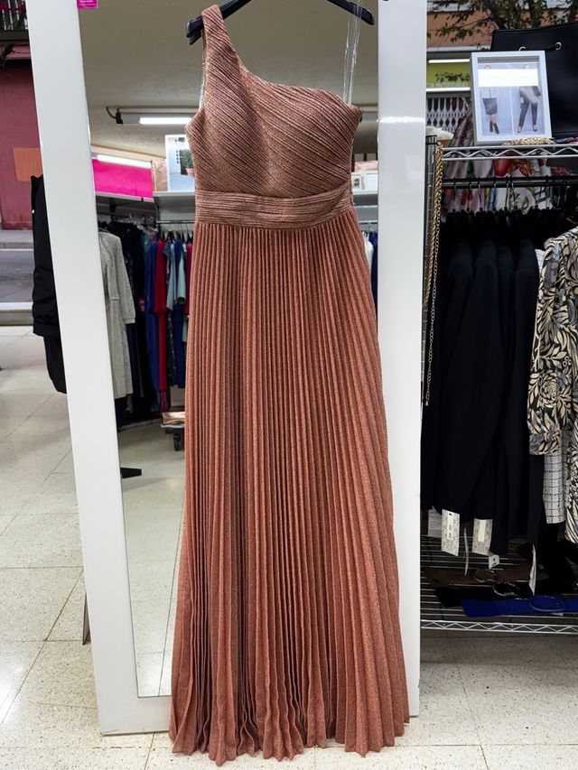 Vestido invitada boda rosa/dorado