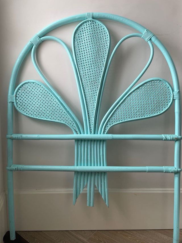 Cabecero mimbre turquesa cama 90