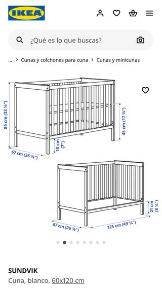 Cuna SUNDVIK + colchon + protector cuna