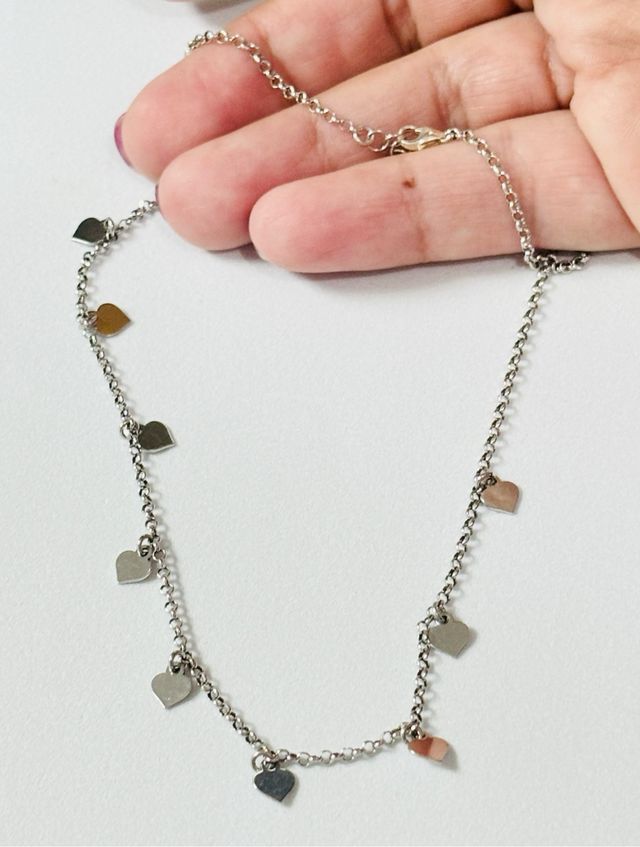 Gargantilla con corazones en plata de ley 925