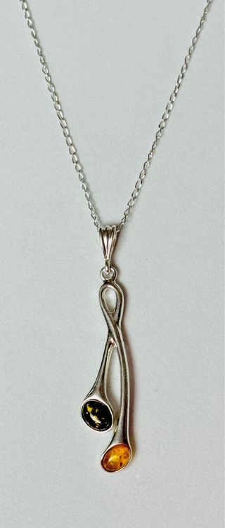 Colgante de Ambar mejicano y cadena plata ley 925