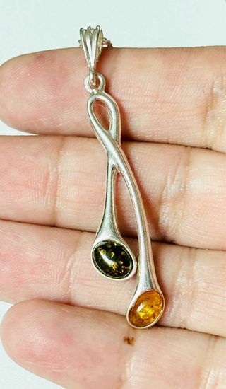 Colgante de Ambar mejicano y cadena plata ley 925