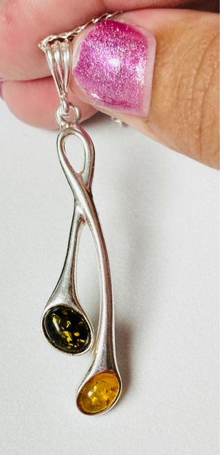 Colgante de Ambar mejicano y cadena plata ley 925