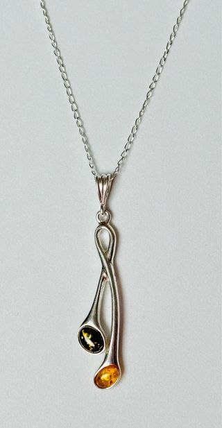 Colgante de Ambar mejicano y cadena plata ley 925