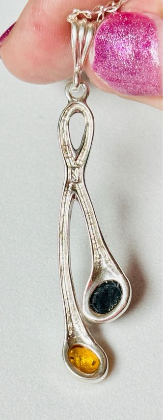 Colgante de Ambar mejicano y cadena plata ley 925