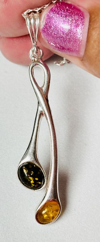 Colgante de Ambar mejicano y cadena plata ley 925