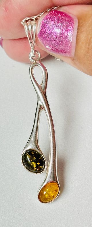 Colgante de Ambar mejicano y cadena plata ley 925