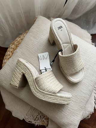 Sandalias mule yute tacón Zara 36 38 y 39 