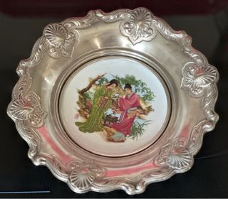 Fuente alpaca y porcelana china