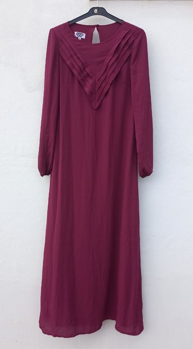 Vestido largo color buganvilla de raso