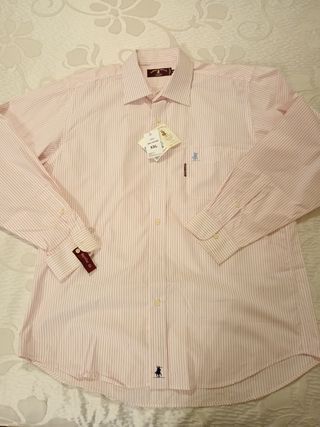Camicia uomo a righe rosa. Harvey & Miller.