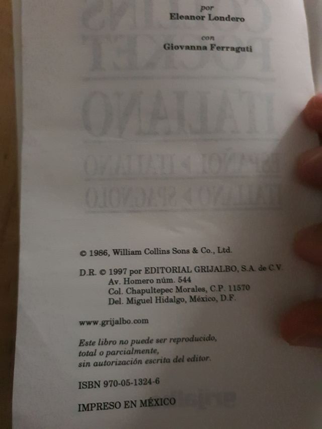 Diccionario idiomas Collins. Español - Italiano