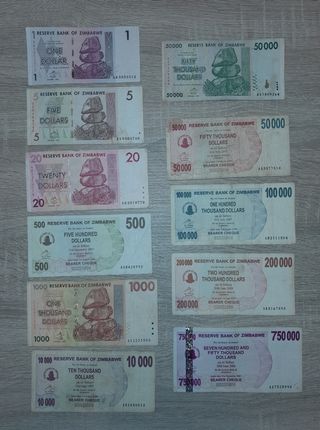 LIQUIDACION. LOTES BILLETES ZIMBABWE