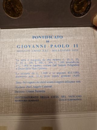 Monete serie divisionale Vaticano 1999