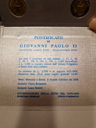 Monete serie divisionale Vaticano 2000