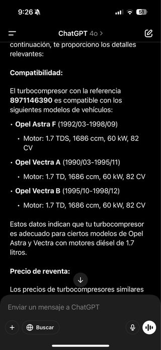 Turbocompresor sin uso oem 8971146390 mot.4JJ1