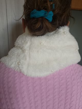 Scaldacollo bianco con perline, 100% poliestere