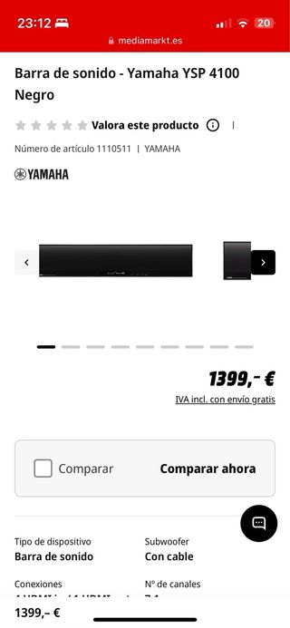 Proyector de sonido Yamaha YSP 4100