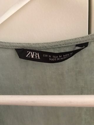 Top lino verde agua Zara T-M