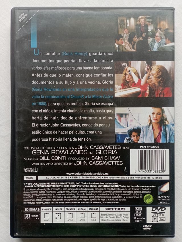 Gloria de John Cassavetes DVD