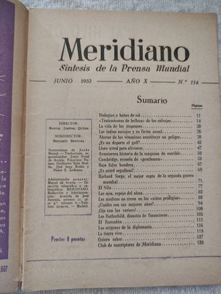 Antigua revista Meridiano Junio 1952