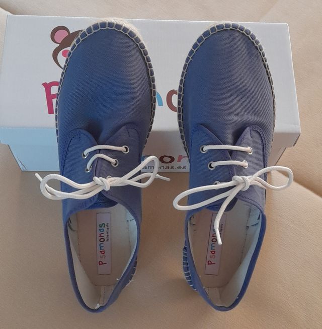 Alpargata de esparto y tela azul 40