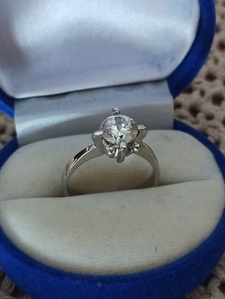 Anillo solitario plata 925 y circonita 