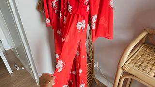 Kimono largo rojo vaporoso estampado hym