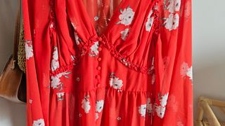 Kimono largo rojo vaporoso estampado hym