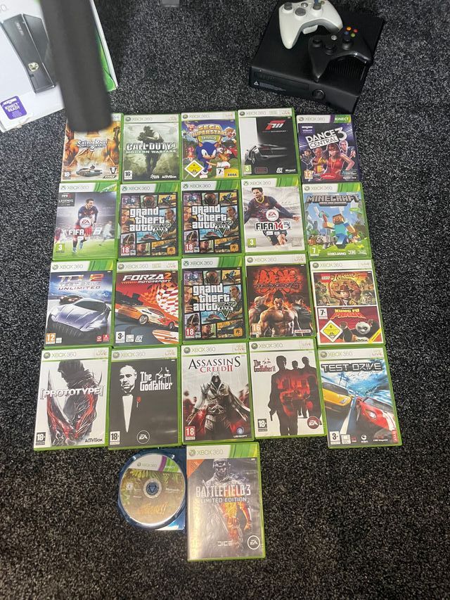 Xbox-360+2 mandos+juegos+volante de x-box ferrari