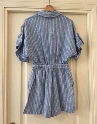 Mono corto rayas con lino Zara Talla S