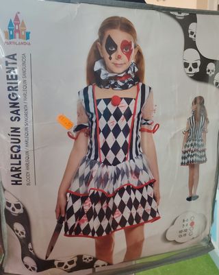 Disfraz harlequin sangrienta niña