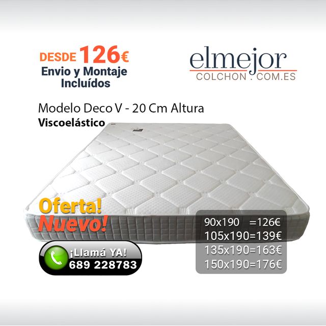 Colchón HR + Visco 20 Cm Oferta Nuevo Envió Gratis