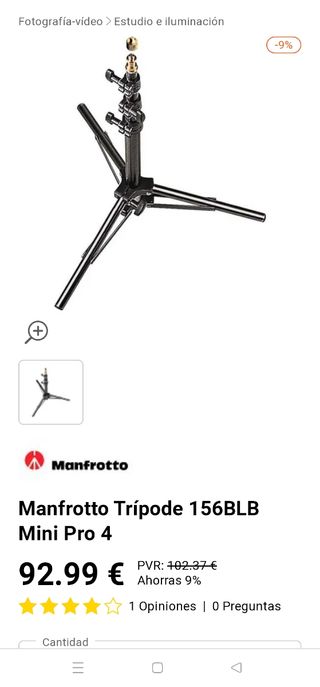 Manfrotto 156BLB Backlite Stand Black tripod NEW!