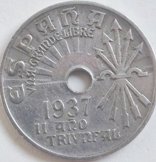 Moneda de 25 céntimos de 1937